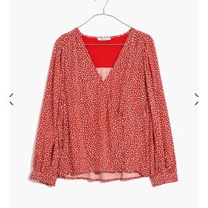 Madewell Kinston Side Button Wrap Blouse (Red)